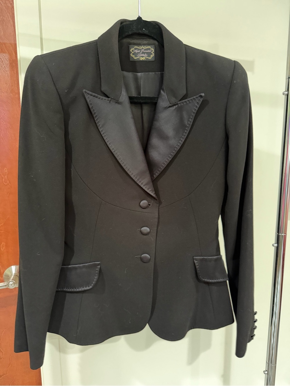 Agent Provocateur Billi Soirée Black Silk Lined Peplum Tuxedo Blazer Jacket Sz 4
